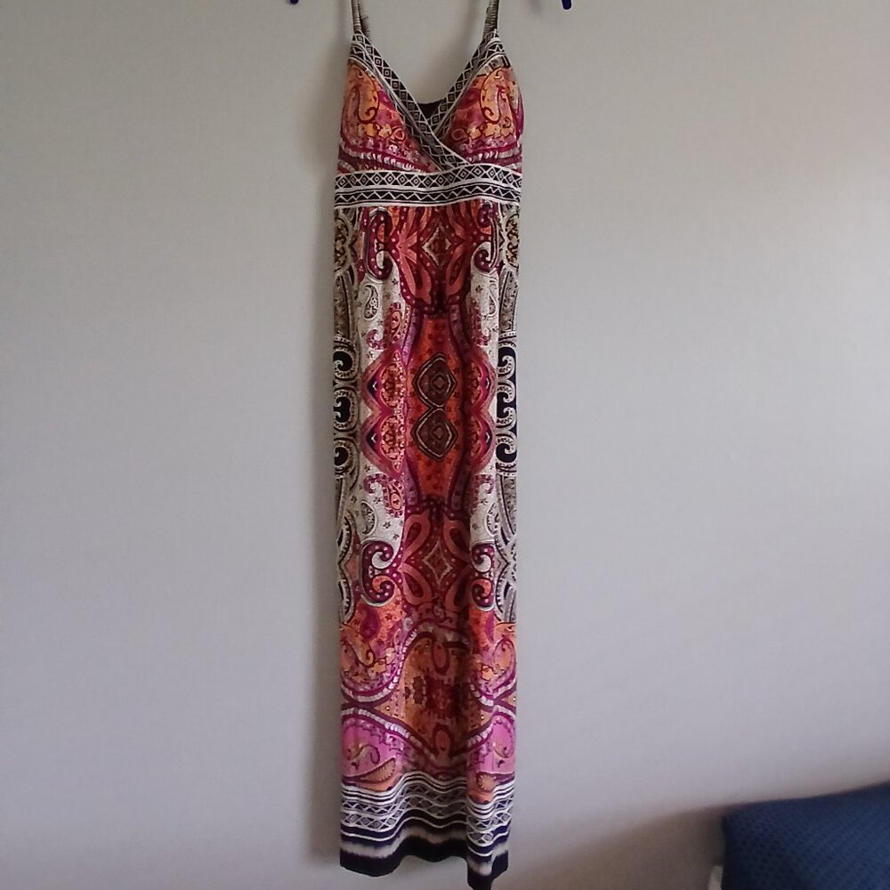 Colorful bold patterned summer maxi dress